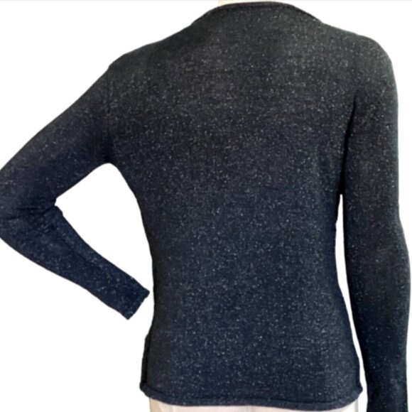 UNIFORM John Paul Richard Silk Blend Attached Twinset Top Black Sparkle 19Q - Picture 5 of 8